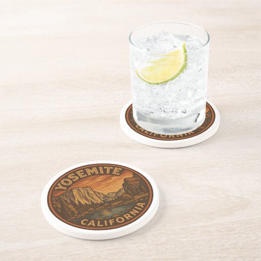 Activiteiten in de omgeving van Yosemite National  Zandsteen Onderzetter (Zijkant)