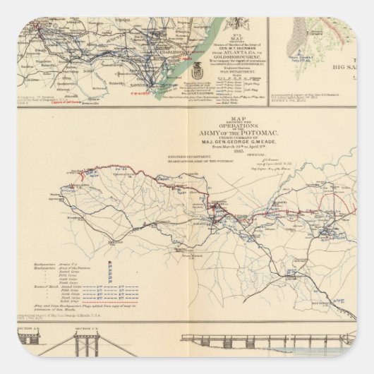 Activiteiten van het Potomac-leger Vierkante Sticker (Voorkant)