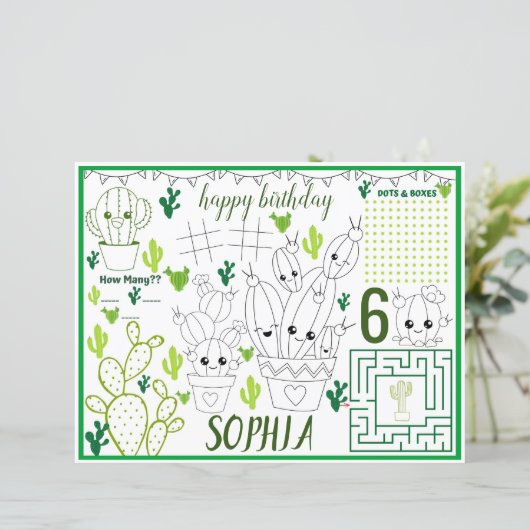 Activiteitenblad van Cactus, Cactus placemats (Staand voorkant)