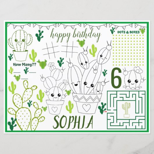 Activiteitenblad van Cactus, Cactus placemats (Voorkant)