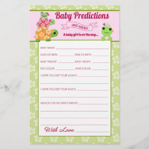 Activiteitenblad voorspellingen baby shower meisje flyer