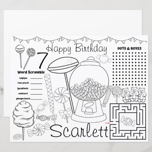 Activiteitenbladen voor kandyland, andyland placem (Voorkant / Achterkant)