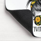 Activity Director Messy Hair Woman Bun Sunflower H Muismat (Hoek)