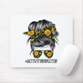 Activity Director Messy Hair Woman Bun Sunflower H Muismat (Met muis)