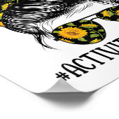 Activity Director Messy Hair Woman Bun Sunflower H Poster (Hoek)