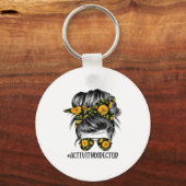Activity Director Messy Hair Woman Bun Sunflower H Sleutelhanger (Voorkant)