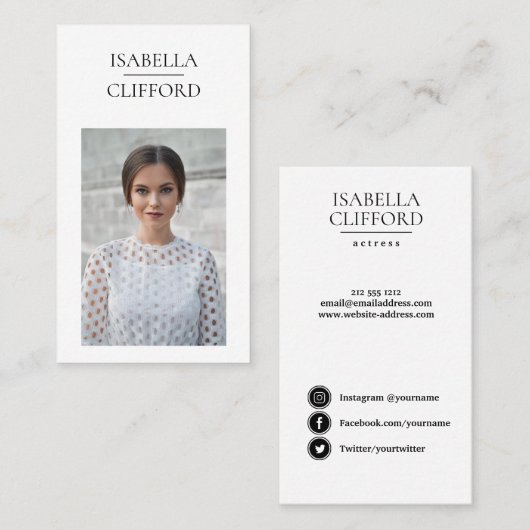 Actor Dancer Model Verticale foto Sociale media Visitekaartje (Voorkant / Achterkant)