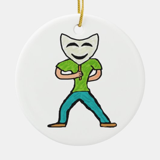 Actor die met masker werkt keramisch ornament (Voorkant)