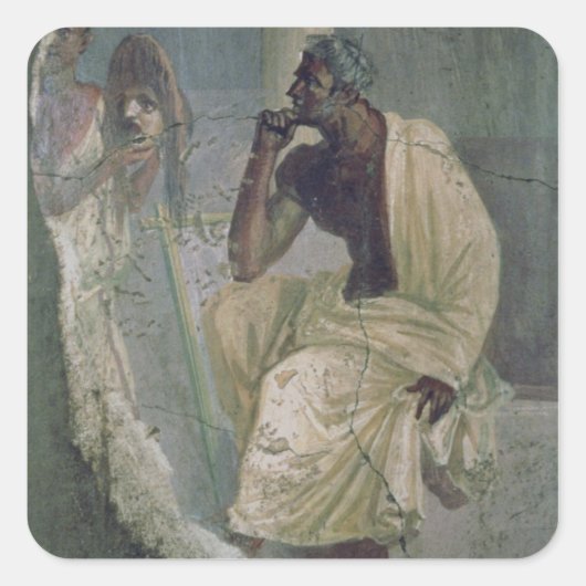 Actor en Masker uit het Huis van de Tragische dich Vierkante Sticker (Voorkant)