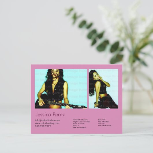 Actor en model 2 — Roze koppen Comp Briefkaart (Staand voorkant)
