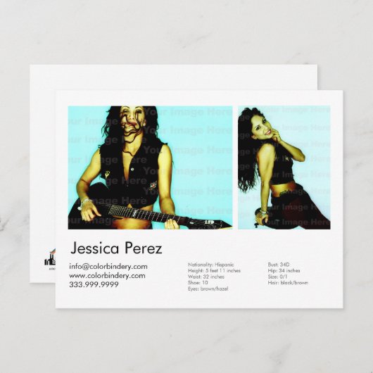 Actor en model 2 — Shot Headshot Comp Briefkaart (Voorkant / Achterkant)