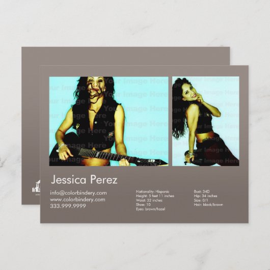 Actor en model 2 — Shot Warm Grey Headshot Comp Briefkaart (Voorkant / Achterkant)