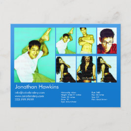 Actor en model blauwe headshot Comp Briefkaart