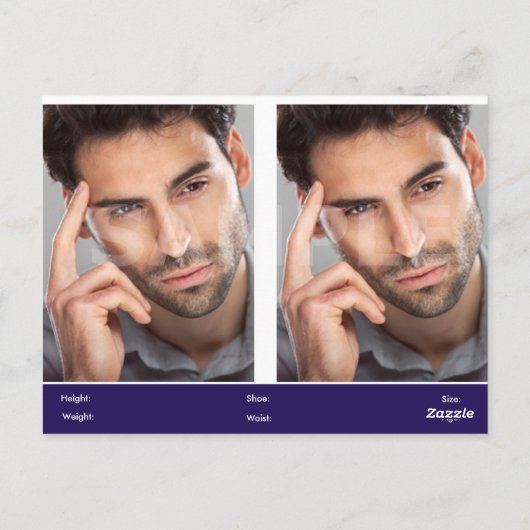 Actor en model hoofdopname Comp Briefkaart 2-zijdi (Achterkant)