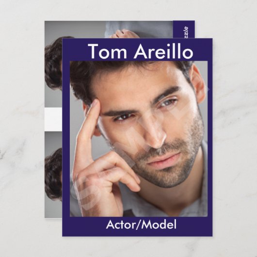 Actor en model hoofdopname Comp Sjabloon 2-zijdig Briefkaart (Voorkant / Achterkant)