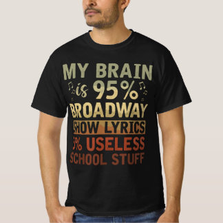 Actor Gift My Brain is 95% Broadway Show Lyrics Mu T-shirt