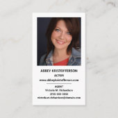 Actor Headshot Agent-informatie verticaal Visitekaartje (Voorkant)