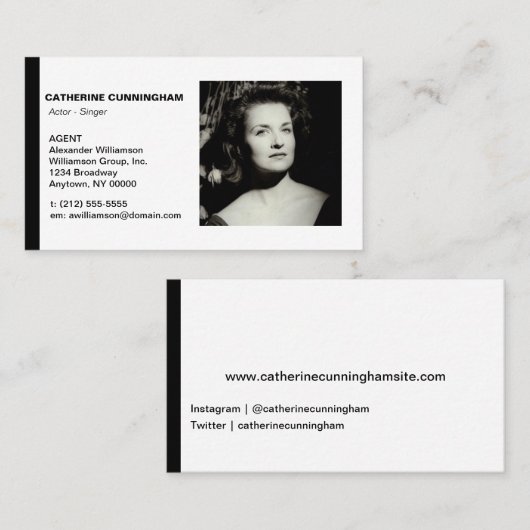 Actor Headshot Black Stripe Visitekaartje (Voorkant / Achterkant)