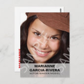 Actor Headshot Wit Transparant paneel Briefkaart (Voorkant / Achterkant)