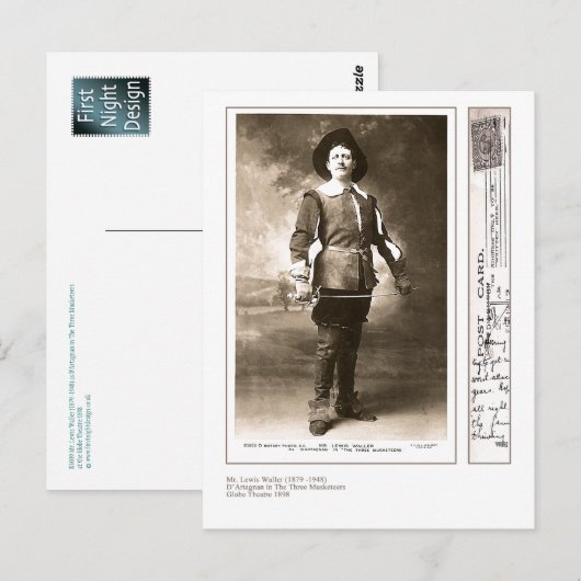 Actor Lewis Waller Briefkaart (Voorkant / Achterkant)