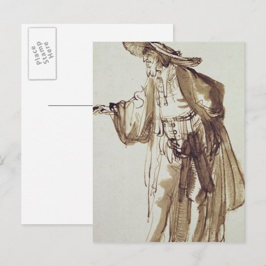 Actor met een Pet met grote rand Briefkaart (Voorkant / Achterkant)