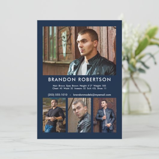 Actor Model 4 Foto 5x7 Comp/Zed Kaart Sjabloon (Staand voorkant)
