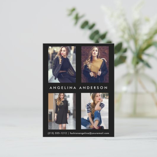 Actor Model 4 Fotocomp Card Briefkaart Blk (Staand voorkant)