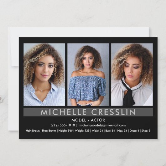 Actor Model 5.5x7.5 Zed Comp Kaart 3 Foto terug (Achterkant)