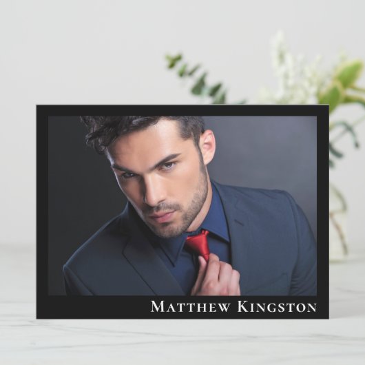 Actor Model 6 Foto Zed Kaart Sjabloon Zwart (Staand voorkant)