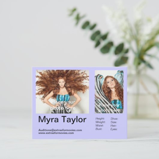 Actor/model Briefkaart hoofdschot (Staand voorkant)