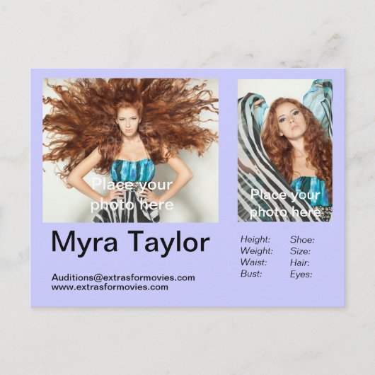 Actor/model Briefkaart hoofdschot (Voorkant)