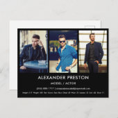 Actor Model Comp/Zed Card 3 Photo Black Briefkaart (Voorkant / Achterkant)