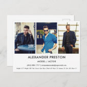 Actor Model Comp/Zed Card 3 Photo White Briefkaart (Voorkant / Achterkant)