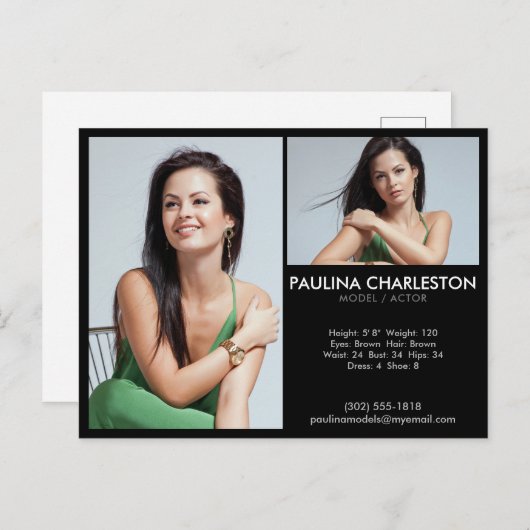 Actor Model Comp/Zed Kaart 2 Fotopromotie (Voorkant / Achterkant)