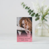 Actor Model Dancer Social Pictogram Roze Gliitter Visitekaartje (Staand voorkant)