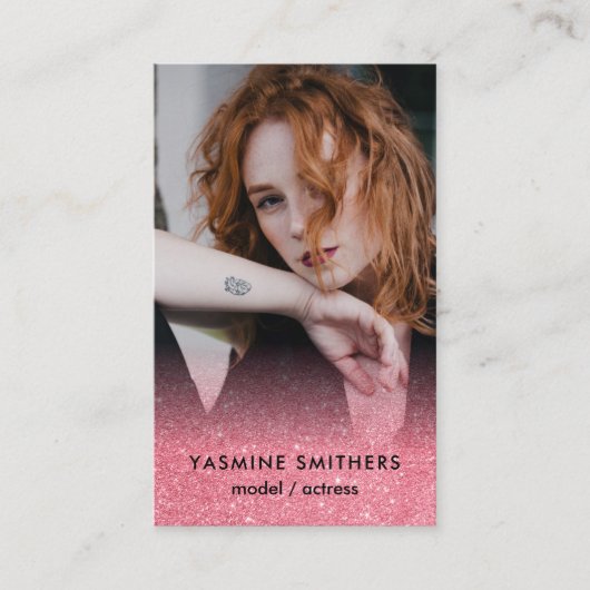 Actor Model Dancer Social Pictogram Roze Gliitter Visitekaartje (Voorkant)