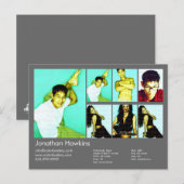 Actor/model donkergrijze hoofdfotokaart briefkaart (Voorkant / Achterkant)