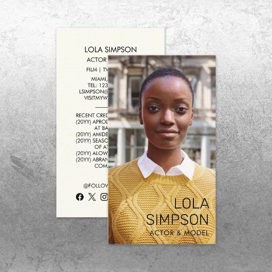 Actor Model Entertainment Professionele Foto Visitekaartje