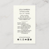 Actor Model Entertainment Professionele Foto Visitekaartje (Achterkant)