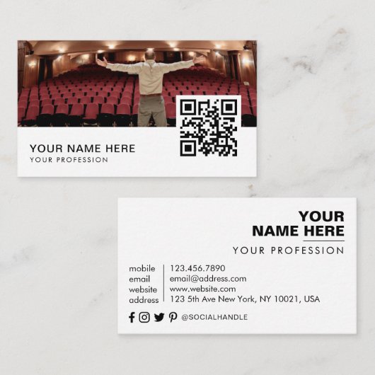 Actor model QR Code Business Car Visitekaartje (Voorkant / Achterkant)