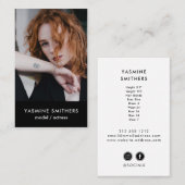 Actor Model Singer Dancer SOCIAL ICON Zwarte Foto Visitekaartje (Voorkant / Achterkant)