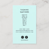 Actor Model Singer Dancer SOCIAL Mint Green Foto Visitekaartje (Achterkant)