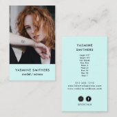 Actor Model Singer Dancer SOCIAL Mint Green Foto Visitekaartje (Voorkant / Achterkant)