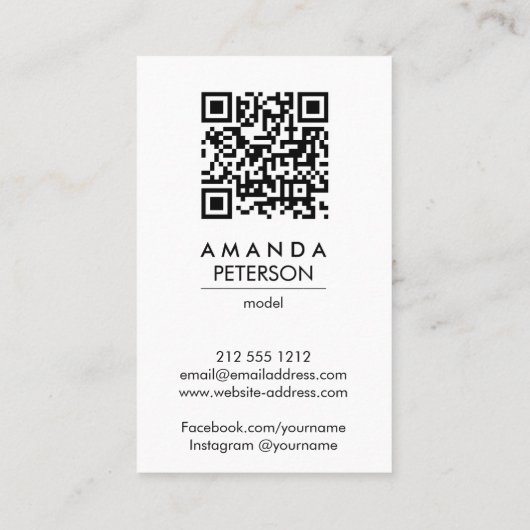 Actor Modellen danser Foto QR CODE Visitekaartje (Achterkant)