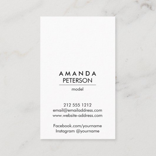 Actor Modellen Danser Foto Visitekaartje (Achterkant)