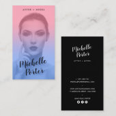 Actor modellen headshot foto blauw roze verloop visitekaartje (Voorkant / Achterkant)