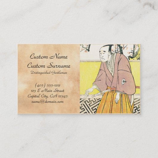 Actor Onoye Matsusuke I als Man dat een ventilator Visitekaartje (Voorkant)