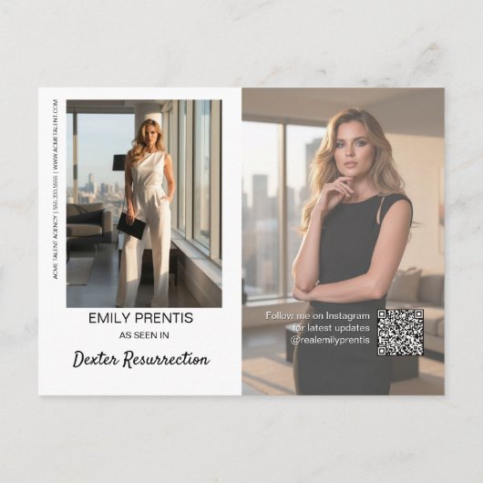 Actor Promo Card | 3 Photo Composite Postcard Briefkaart (Achterkant)