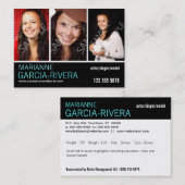 Actor Triple Headshot statistieken Visitekaartje (Voorkant / Achterkant)