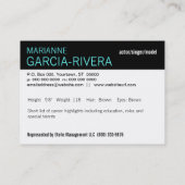 Actor Triple Headshot statistieken Visitekaartje (Achterkant)